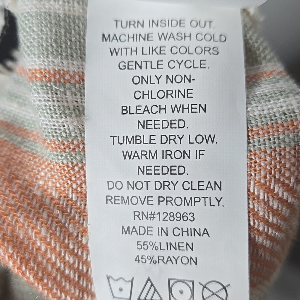 Indigo Rein Linen Blend High Waisted Striped Shorts Drawstring Comfort Timeless - Picture 4 of 4